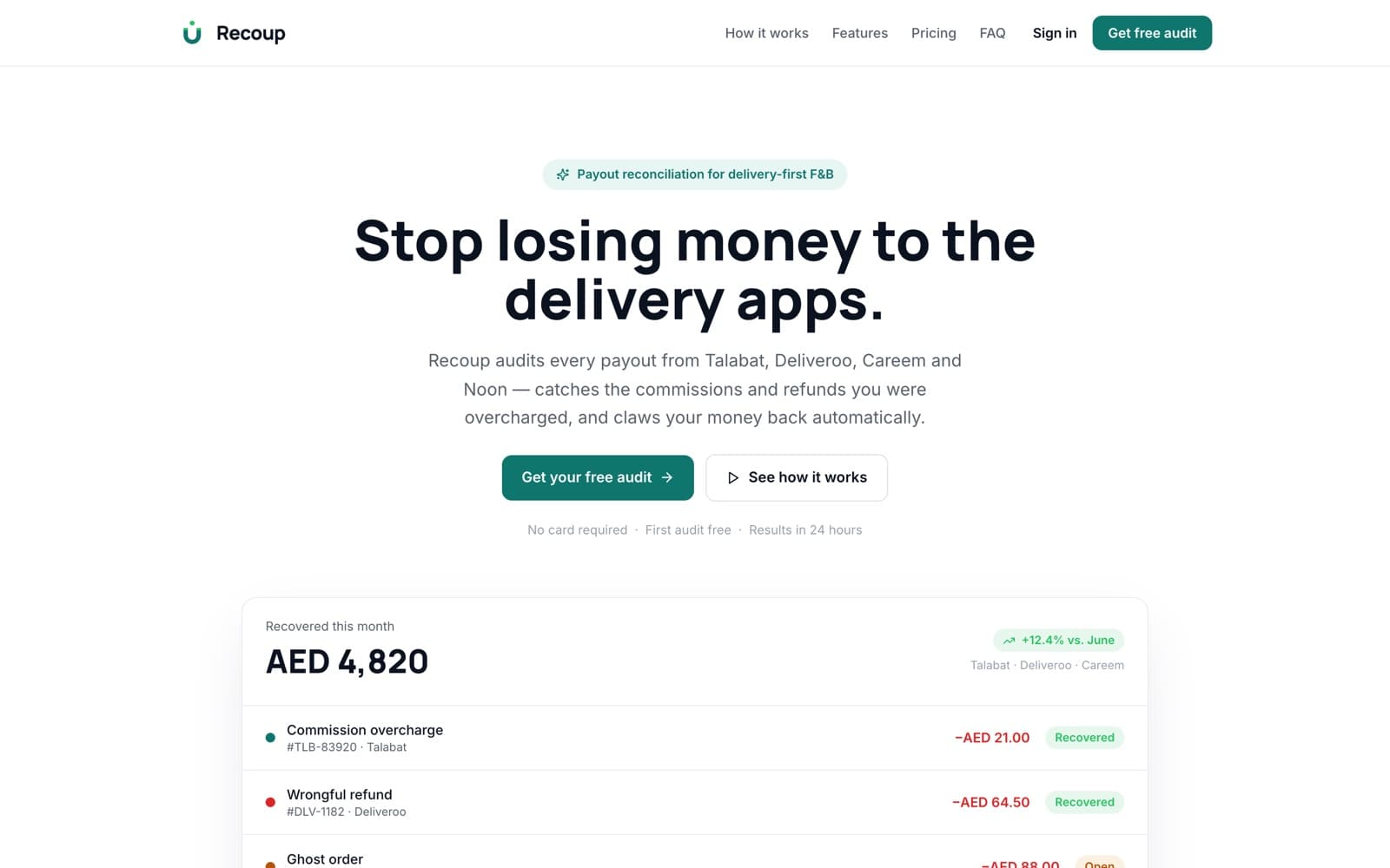 Recoup — screenshot